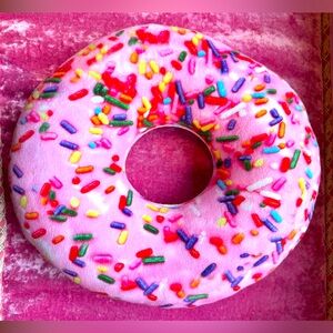 Doughnut Sprinklers pillow pink decorative nursery girl’s room bedroom playroom